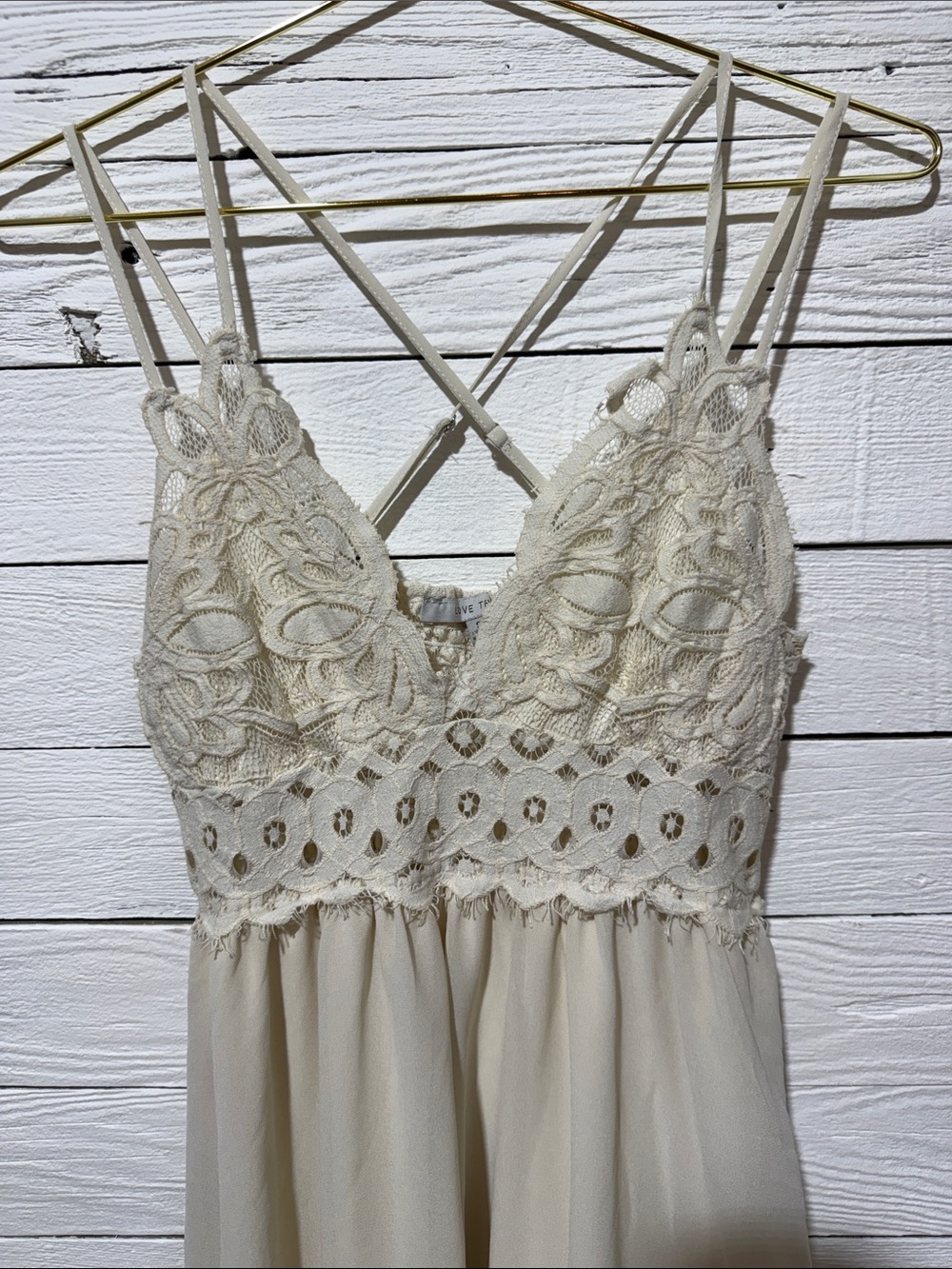 Love Tree Cream Lace Spaghetti Strap Dress - Picture 3 of 6